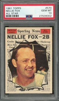 1961 Topps #570 Nellie Fox AS – PSA GEM MT 10 "1 of 3!"
